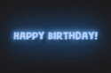 Happy Birthday blue neon greeting card (gif animation)