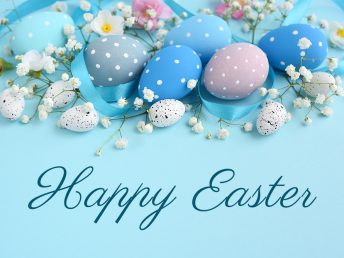 Easter eggs on a blue background.