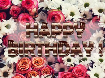 Happy Birthday card with cake letters